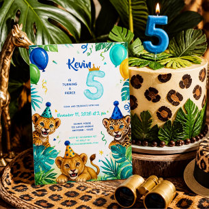Invitation Blue Fierce Safari 5e anniversaire