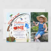 Invitation Blue Fish Boat Photo Ofish Un 1er anniversaire (Devant)