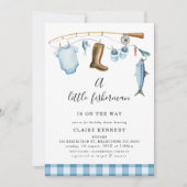 Invitation Blue Fishing Little Fisherman Baby shower (Devant)
