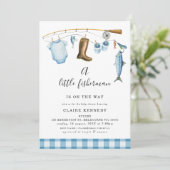 Invitation Blue Fishing Little Fisherman Baby shower (Debout devant)