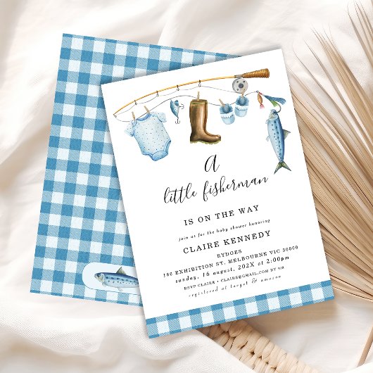 Invitation Blue Fishing Little Fisherman Baby shower