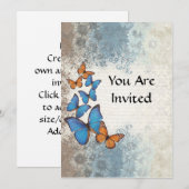 Invitation Blue floral (Devant / Derrière)