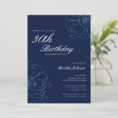 Invitation Blue Floral 30e fête d'anniversaire (Debout devant)