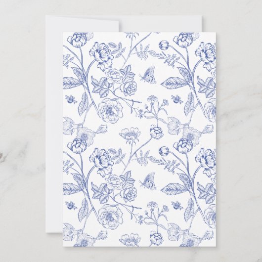 Invitation Blue Floral 70e fête d'anniversaire (Dos)