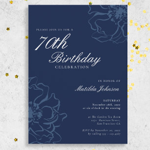 Invitation Blue Floral 70e fête d'anniversaire