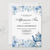 Invitation Blue Floral Afnoon Tea Party (Devant)
