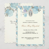 Invitation Blue Floral Anniversaire Religieux Rosaire Invitat (Devant / Derrière)