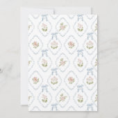 Invitation Blue Floral Bow Elegant Christian Girl Baptism (Dos)