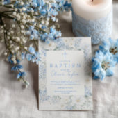 Invitation Blue Floral  Boy  Baptism