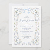 Invitation Blue Floral Bridal Luncheon with Bow (Devant)
