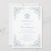 Invitation Blue Floral Bridal Tea Party (Devant)