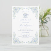 Invitation Blue Floral Bridal Tea Party (Debout devant)