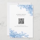 Invitation Blue Floral Chinoiserie 2-sided QR Code Monogram (Dos)