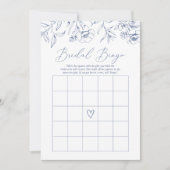 Invitation Blue Floral Chinoiserie Fête des mariées Bingo Jeu (Devant)