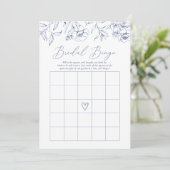 Invitation Blue Floral Chinoiserie Fête des mariées Bingo Jeu (Debout devant)