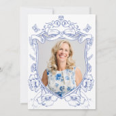 Invitation Blue Floral Custom Photo 50th Birthday Party (Dos)