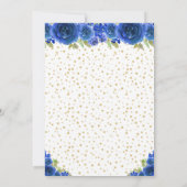 Invitation Blue Floral Dark Skin Princess Birthday Party (Dos)