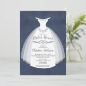 Invitation Blue Floral Elegance Bride Gown Fête des mariées (Debout devant)