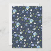 Invitation Blue Floral Elegance Bride Gown Fête des mariées (Dos)