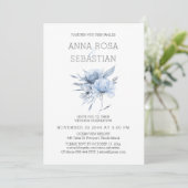 Invitation *~* Blue Floral Elegant AR15 MARIAGE Rose RSVP + (Debout devant)