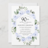 Invitation Blue Floral Eucalyptus 90ème anniversaire (Devant)
