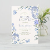 Invitation Blue floral garden bridal shower (Debout devant)