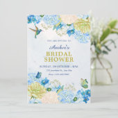 Invitation Blue floral garden bridal shower (Debout devant)