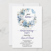 Invitation Blue Floral Garland House Party (Devant)