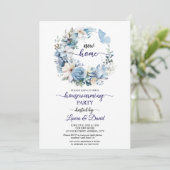 Invitation Blue Floral Garland House Party (Debout devant)
