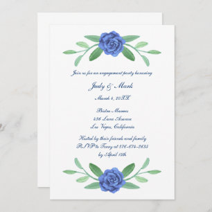 Invitation Blue Floral Green Foliage
