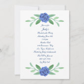 Invitation Blue Floral Green Foliage Bachelorette Party (Devant)