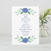 Invitation Blue Floral Green Foliage Bachelorette Party (Debout devant)