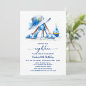 Invitation Blue Floral High Heel Shoes 18th Birthday Party (Debout devant)