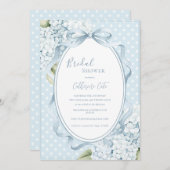 Invitation Blue Floral Hydrangeas Whimsical Bridal Shower (Devant / Derrière)
