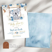 Invitation Blue Floral Koala Australian Animal Baby shower