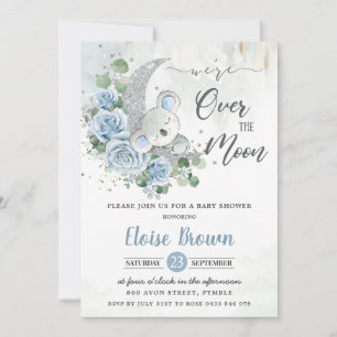 Invitation Blue Floral Koala Nous sommes au-dessus du Baby sh