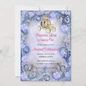 Invitation Blue Floral Princess Enchantée 1er anniversaire (Devant)