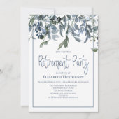 Invitation Blue Floral Retraite Party (Devant)