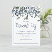 Invitation Blue Floral Retraite Party (Debout devant)