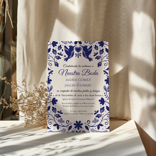 Invitation Blue Floral Romantic Aesthetic Spanish Wedding