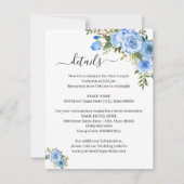 Invitation Blue Floral Romantic Boho Chic Details insert card (Devant)