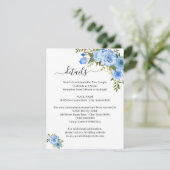 Invitation Blue Floral Romantic Boho Chic Details insert card (Debout devant)