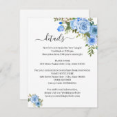 Invitation Blue Floral Romantic Boho Chic Details insert card (Devant / Derrière)