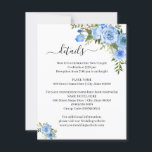 Invitation Blue Floral Romantic Boho Chic Details insert card<br><div class="desc">Ajoutez votre propre libellé à la conception, pour des modifications supplémentaires (couleur de police, style de police, suppression ou déplacement d'éléments, changement de libellé), cliquez sur personnaliser, faites défiler vers le bas et cliquez sur le lien "cliquez pour customiser plus loin". ** Veuillez consulter la collection complète pour l'invitation correspondante,...</div>
