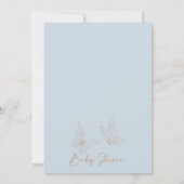 Invitation Blue Floral Rose Gold Butterfly baisers Baby showe (Dos)