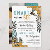 Invitation Blue Floral Smart As Can Beol Preschool Graduation (Devant / Derrière)