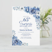 Invitation Blue Floral Surprise 65e anniversaire (Debout devant)