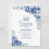 Invitation Blue Floral Surprise 95e anniversaire (Devant)
