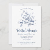 Invitation Blue Floral Toile Bridal Shower (Devant)