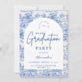 Invitation Blue Floral Toile Graduation Party (Devant)